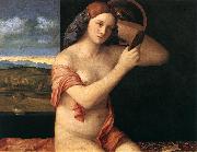 BELLINI, Giovanni Naked Young Woman in Front of the Mirror  dtdhg oil on canvas